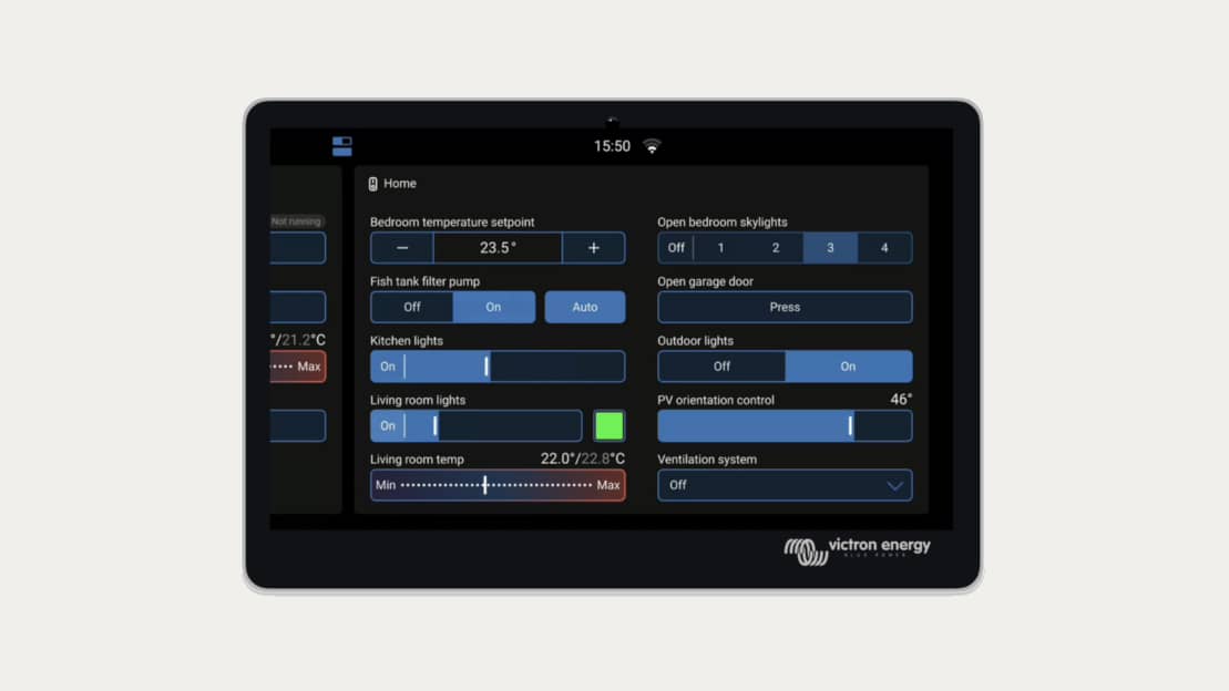 Venus OS v3.70 GX -kytkinpaneeli