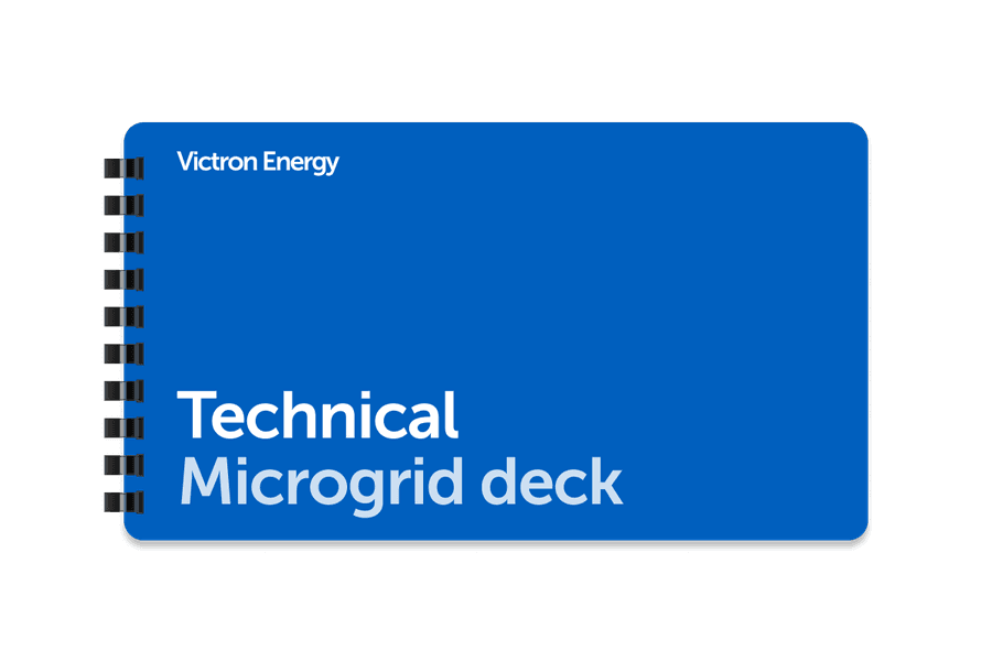 Sininen rengaskansio, jonka otsikkona on Tekninen Microgrid-esite