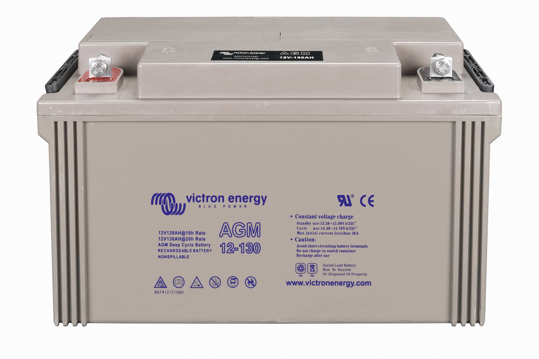12V 130Ah AGM Deep Cycle Battery (front-angle) thumbnail