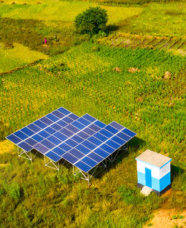 Solar panels in a field